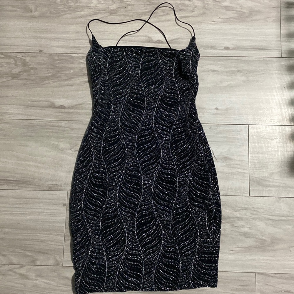 Black glitter backless dress size small